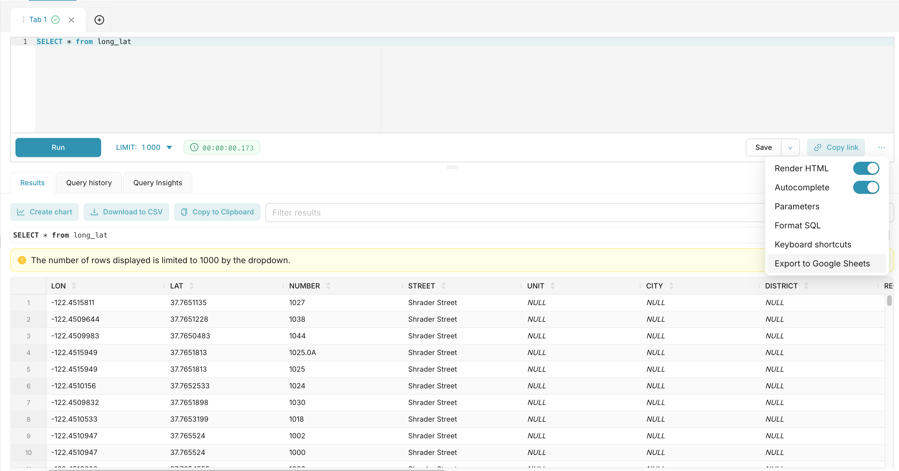 SQL Lab Export to Google Sheets